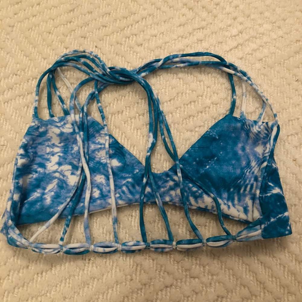 Mikoh Swimwear Blue and White Bathing Suit Top - Picture 5 of 6